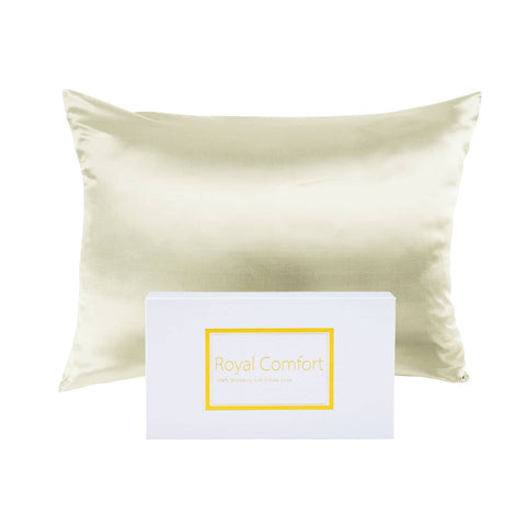 darrahopens Home & Garden > Bedding Royal Comfort Mulberry Soft Silk Hypoallergenic Pillowcase Twin Pack 51 x 76cm - Ivory