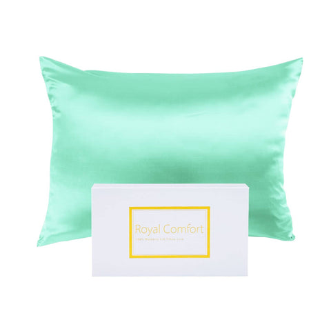 darrahopens Home & Garden > Bedding Royal Comfort Mulberry Soft Silk Hypoallergenic Pillowcase Twin Pack 51 x 76cm - Mint
