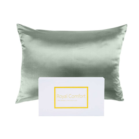 darrahopens Home & Garden > Bedding Royal Comfort Mulberry Soft Silk Hypoallergenic Pillowcase Twin Pack 51 x 76cm - Sage