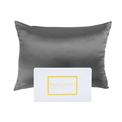 darrahopens Home & Garden > Bedding Royal Comfort Pure Silk Pillow Case 100% Mulberry Silk Hypoallergenic Pillowcase - Charcoal
