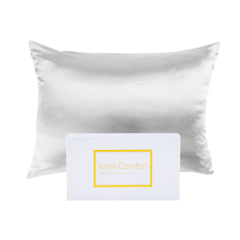 darrahopens Home & Garden > Bedding Royal Comfort Pure Silk Pillow Case 100% Mulberry Silk Hypoallergenic Pillowcase - Silver