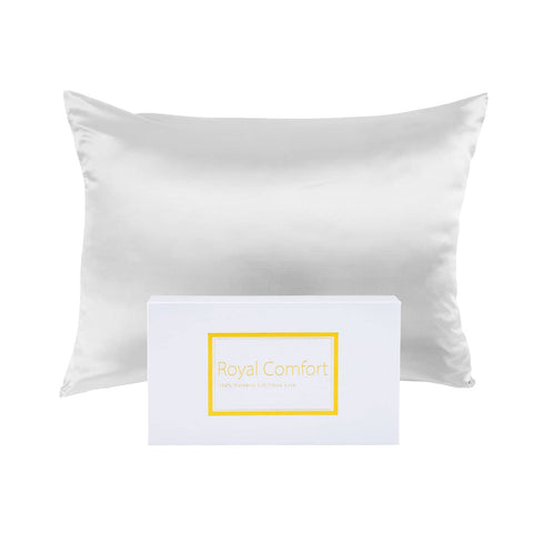 darrahopens Home & Garden > Bedding Royal Comfort Pure Silk Pillow Case 100% Mulberry Silk Hypoallergenic Pillowcase - White