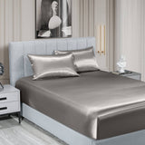 darrahopens Home & Garden > Bedding Royal Comfort Satin Sheet Set 3 Piece Fitted Sheet Pillowcase Soft  - King - Charcoal