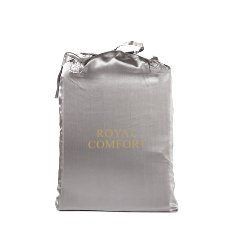 darrahopens Home & Garden > Bedding Royal Comfort Satin Sheet Set 3 Piece Fitted Sheet Pillowcase Soft  - King - Charcoal