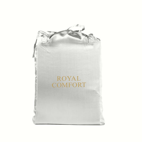 darrahopens Home & Garden > Bedding Royal Comfort Satin Sheet Set 3 Piece Fitted Sheet Pillowcase Soft  - King - Silver