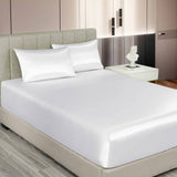 darrahopens Home & Garden > Bedding Royal Comfort Satin Sheet Set 3 Piece Fitted Sheet Pillowcase Soft  - King - White