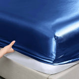 darrahopens Home & Garden > Bedding Royal Comfort Satin Sheet Set 4 Piece Fitted Flat Sheet Pillowcases  - King - Navy Blue