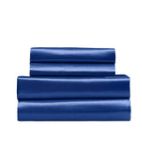 darrahopens Home & Garden > Bedding Royal Comfort Satin Sheet Set 4 Piece Fitted Flat Sheet Pillowcases  - King - Navy Blue