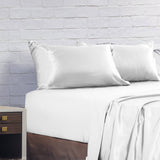 darrahopens Home & Garden > Bedding Royal Comfort Satin Sheet Set 4 Piece Fitted Flat Sheet Pillowcases  - King - White