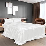 darrahopens Home & Garden > Bedding Royal Comfort Satin Sheet Set 4 Piece Fitted Flat Sheet Pillowcases  - King - White