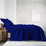 darrahopens Home & Garden > Bedding Royal Comfort Vintage Washed 100% Cotton Sheet Set Fitted Flat Sheet Pillowcases - Single - Royal Blue