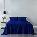 darrahopens Home & Garden > Bedding Royal Comfort Vintage Washed 100% Cotton Sheet Set Fitted Flat Sheet Pillowcases - Single - Royal Blue