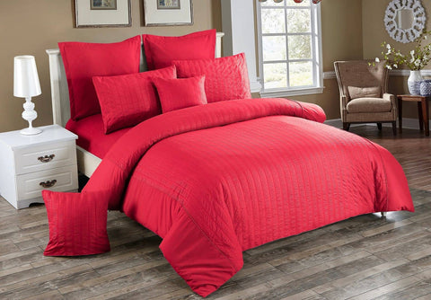 Darrahopens Home & Garden > Bedding Seersucker King Size Quilt/Doona/Duvet Cover Set - Red
