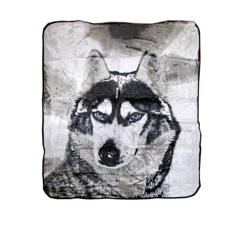 Darrahopens Home & Garden > Bedding Soft 3D Animal Print Faux Mink Blanket Queen Husky