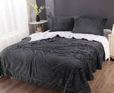 Darrahopens Home & Garden > Bedding stripe flannel sherpa blanket king charcoal
