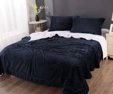 Darrahopens Home & Garden > Bedding stripe flannel sherpa blanket king navy