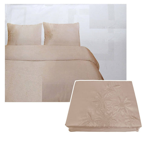 Darrahopens Home & Garden > Bedding Tuberose Satin Embroidery Quilt Cover Set Latte Double