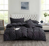 Darrahopens Home & Garden > Bedding Tufted Boho Wave Jacquard Queen Size Black Duvet Doona Quilt Cover Set
