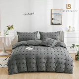 Darrahopens Home & Garden > Bedding Tufted Dot Jacquard Super King Size Grey Duvet Doona Quilt Cover Set