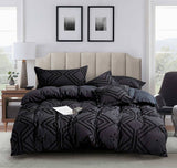 Darrahopens Home & Garden > Bedding Tufted Textured Jacquard King Size Black Duvet Doona Quilt Cover Set