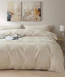 Darrahopens Home & Garden > Bedding Tufted Textured Jacquard Quilt Cover Set- Beige - Super King Size