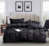 Darrahopens Home & Garden > Bedding Tufted Textured Jacquard Super King Size Black Duvet Doona Quilt Cover Set