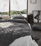Darrahopens Home & Garden > Bedding Tufted ultra soft microfiber quilt cover set-queen smoke