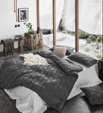 Darrahopens Home & Garden > Bedding Tufted ultra soft microfiber quilt cover set-queen smoke