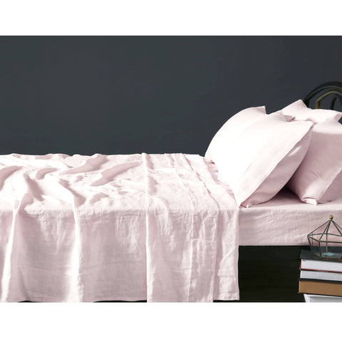 Darrahopens Home & Garden > Bedding Vintage Design Homewares 100% Linen Blush Sheet Set SUPER KING