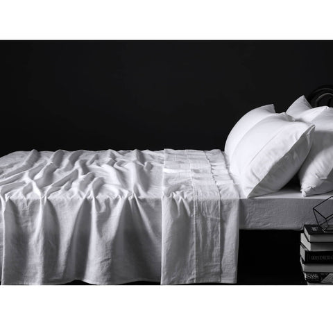 Darrahopens Home & Garden > Bedding Vintage Design Homewares 100% Linen White Sheet Set SUPER KING