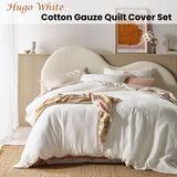 Darrahopens Home & Garden > Bedding Vintage Design Homewares Hugo White Cotton Gauze Quilt Cover Set Queen