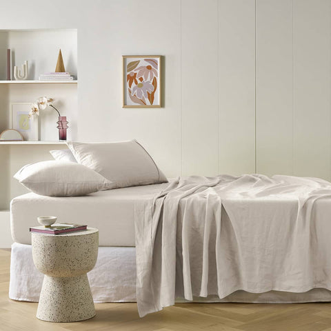 Darrahopens Home & Garden > Bedding Vintage Design Homewares Natural French Linen Sheet Set Super King
