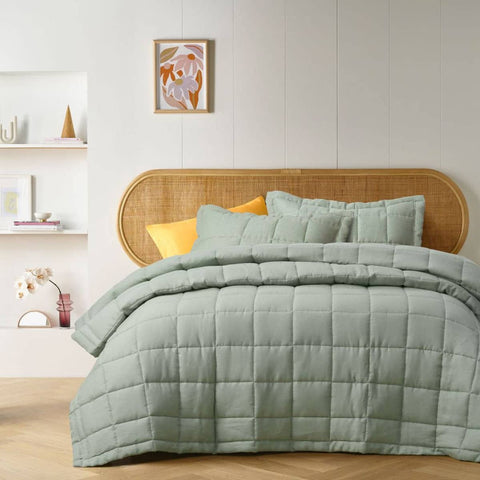 Darrahopens Home & Garden > Bedding Vintage Design Homewares Sage French Linen Coverlet Set Queen