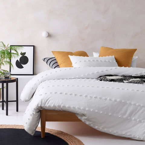 Darrahopens Home & Garden > Bedding Vintage Design Homewares Serapian Pure White Cotton Quilt Cover Set Queen