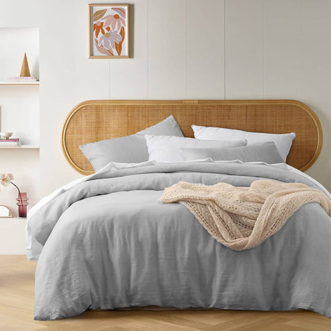 Darrahopens Home & Garden > Bedding Vintage Design Homewares Silver French Linen Quilt Cover Set King