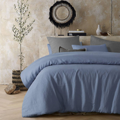 Darrahopens Home & Garden > Bedding Vintage Design Homewares Sky Blue 100% Hemp Quilt Cover Set King