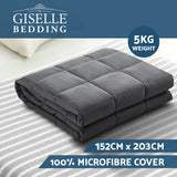 darrahopens Home & Garden > Bedding Weighted Blanket Adult 5KG Heavy Gravity Blankets Microfibre Cover Calming Relax Anxiety Relief Grey