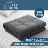 darrahopens Home & Garden > Bedding Weighted Blanket Adult 7KG Heavy Gravity Blankets Microfibre Cover Glass Beads Calming Sleep Anxiety Relief Grey