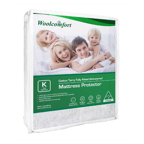 Darrahopens Home & Garden > Bedding Woolcomfort Cotton Terry Fully Fitted Waterproof Mattress Protector King Size