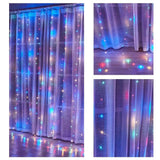 Darrahopens Home & Garden > Curtains 300 LEDs Window Curtain Fairy Lights 8 Modes and Remote Control for Bedroom (Multicolor, 300 x 300cm)