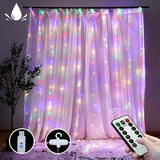 Darrahopens Home & Garden > Curtains 300 LEDs Window Curtain Fairy Lights 8 Modes and Remote Control for Bedroom (Multicolor, 300 x 300cm)