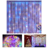 Darrahopens Home & Garden > Curtains 300 LEDs Window Curtain Fairy Lights 8 Modes and Remote Control for Bedroom (Multicolor, 300 x 300cm)