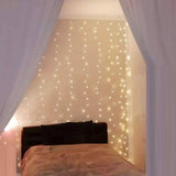 Darrahopens Home & Garden > Curtains 300 LEDs Window Curtain Fairy Lights 8 Modes and Remote Control for Bedroom (Warm White, 300 x 300cm)