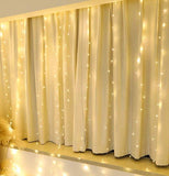 Darrahopens Home & Garden > Curtains 300 LEDs Window Curtain Fairy Lights 8 Modes and Remote Control for Bedroom (Warm White, 300 x 300cm)