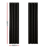 Darrahopens Home & Garden > Curtains Artiss 2X Blockout Curtains Blackout Window Curtain Eyelet 140x230cm Black