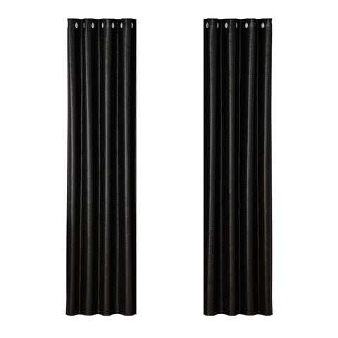 Darrahopens Home & Garden > Curtains Artiss 2X Blockout Curtains Blackout Window Curtain Eyelet 140x230cm Black
