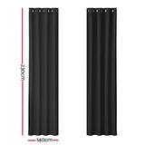 Darrahopens Home & Garden > Curtains Artiss 2X Blockout Curtains Blackout Window Curtain Eyelet 140x230cm Black