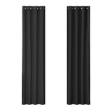 Darrahopens Home & Garden > Curtains Artiss 2X Blockout Curtains Blackout Window Curtain Eyelet 140x230cm Black