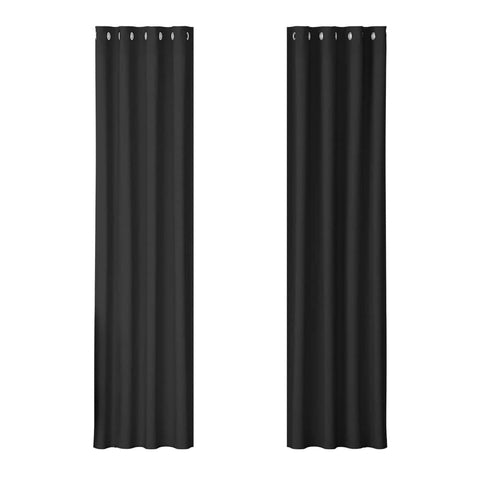 Darrahopens Home & Garden > Curtains Artiss 2X Blockout Curtains Blackout Window Curtain Eyelet 140x230cm Black