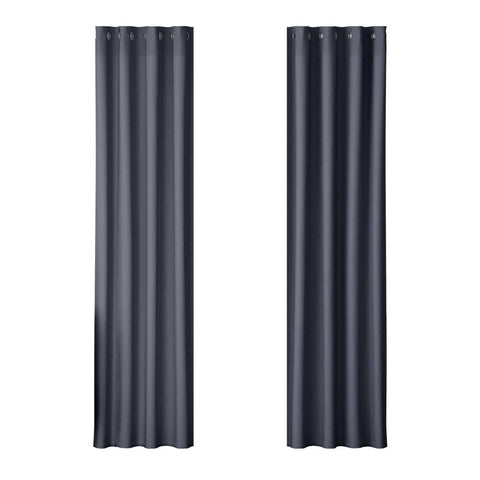 Darrahopens Home & Garden > Curtains Artiss 2X Blockout Curtains Blackout Window Curtain Eyelet 140x230cm Charcoal
